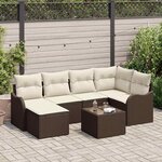 vidaXL Ensemble de canapé de jardin 7 Pièces Marron Poly rotin