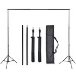 vidaXL Kit de studio photo et 3 toiles de fond réglables Coton 3x5 m