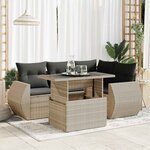 vidaXL Salon de jardin 5 Pièces avec coussins gris clair résine tressée
