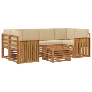 vidaXL Ensemble de canapés d'extérieur 7 pc Naturel et Beige