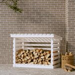 vidaXL Support pour bois de chauffage Blanc 108x73x79 cm Bois de pin