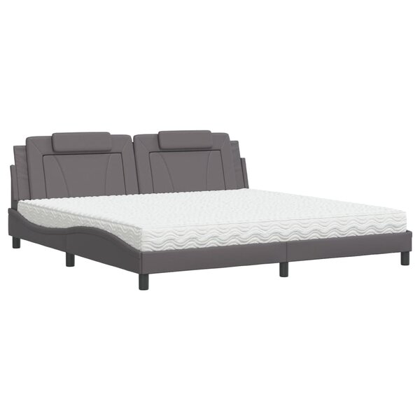 vidaXL Lit Viana avec matelas gris 200x200 cm similicuir