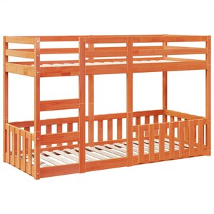 vidaXL Lit superposé cire marron 75x190 cm bois de pin massif