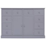 vidaXL Buffet avec 10 tiroirs Gris 113x30x79 cm Bois