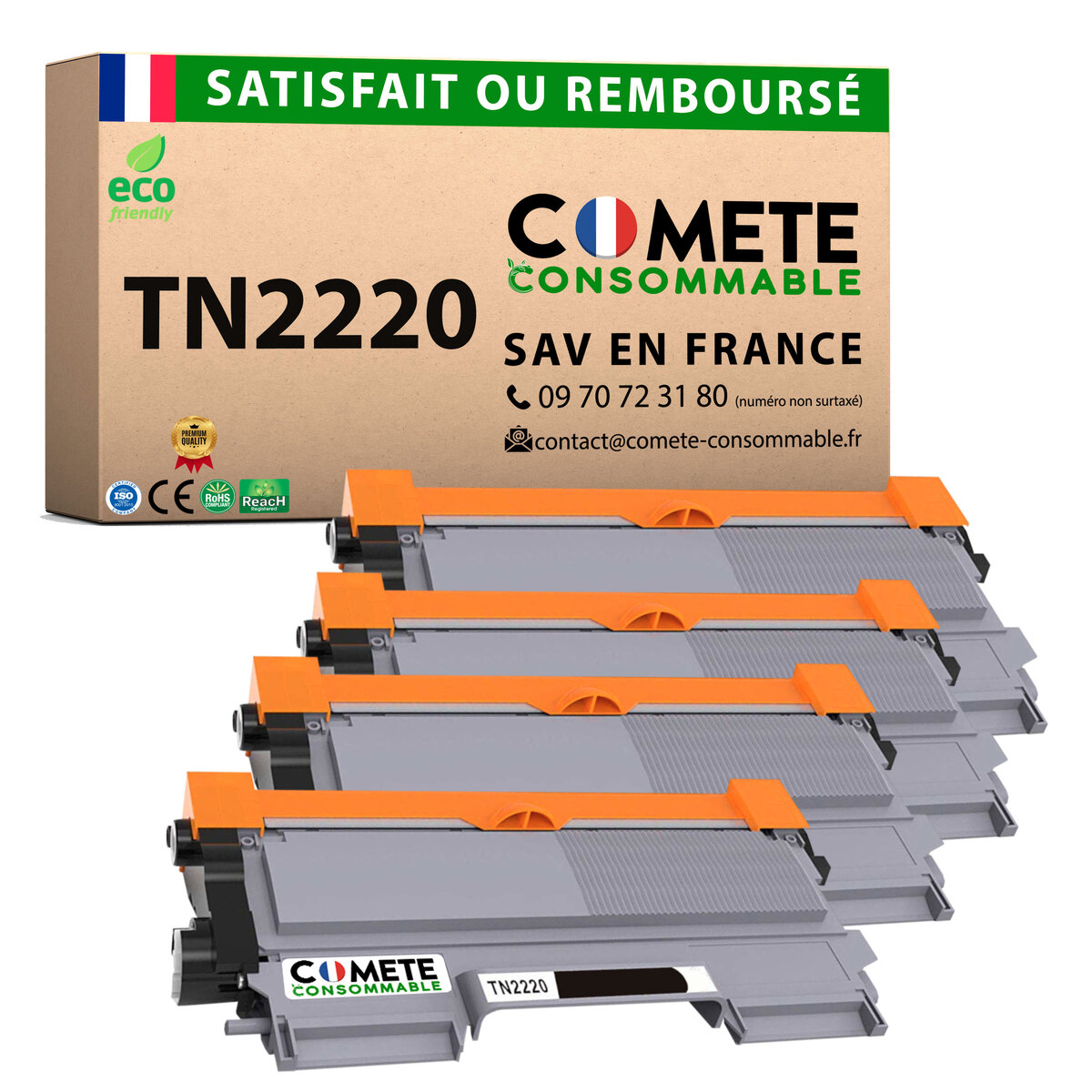 Toner Compatible Brother TN2220 - Pour Imprimantes MFC-7360N, HL-2130, DCP-7055, Etc.