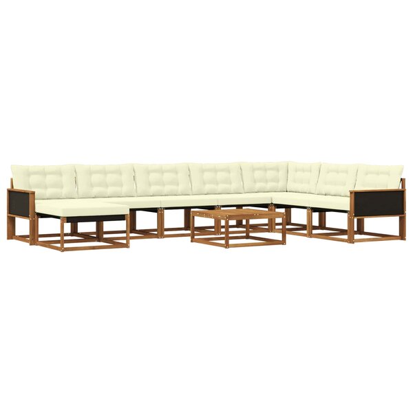 vidaXL Ensemble de canapés d'extérieur 9 Pièces Naturel et Crème