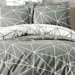 Parure de lit - housse de couette 220 x 240 + 2 taies d'oreiller 60 x 60 coton renforcé - Gris