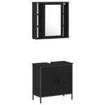 vidaXL Meubles de salle de bain 3 Pièces Noir Bois d'ingénierie