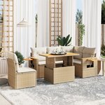 vidaXL Salon de jardin avec coussins 6 Pièces beige résine tressée