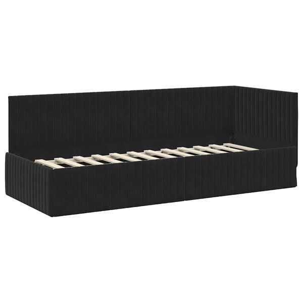 vidaXL Cadre de lit d'angle avec tête de lit Noir 80 x 200 cm Velours