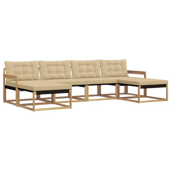 vidaXL Ensemble de canapés d'extérieur 6 Pièces Blanc et Beige