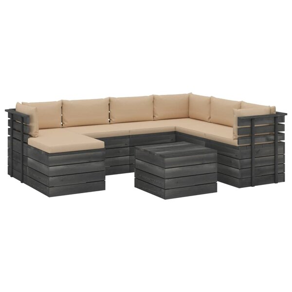 vidaXL Salon palette de jardin 8 Pièces avec coussins Bois de pin massif