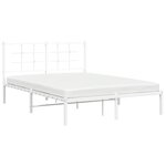 vidaXL Cadre de lit métal avec tête de lit blanc 135x190 cm