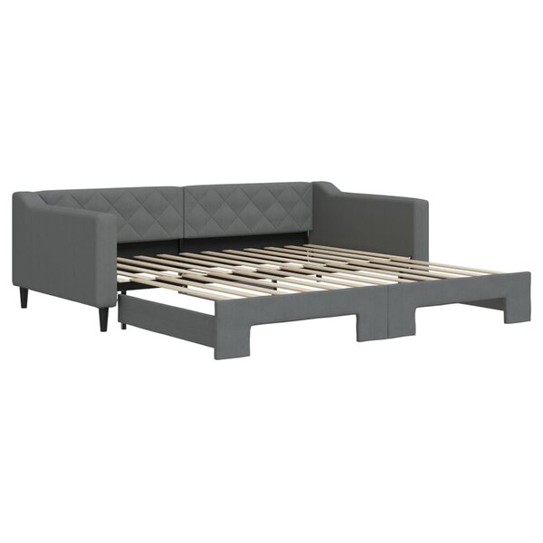 vidaXL Lit de jour avec gigogne sans matelas gris foncé 100x200 cm
