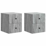 vidaXL Cabinet de chevet mural 2 Pièces Sonoma gris 33 x 34 5 x 40 cm