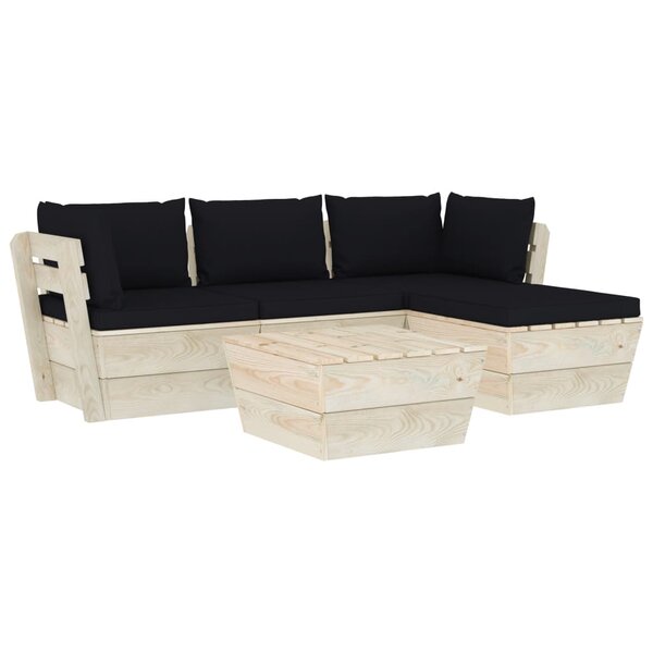 vidaXL Salon de jardin palette 5 Pièces avec coussins Épicéa imprégné