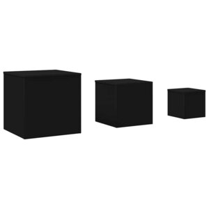 vidaXL Tables d'appoint 3 Pièces Noir Bois d’ingénierie