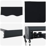 vidaXL Auvent Rétractable Noir 350 x 250 cm Tissu Métal