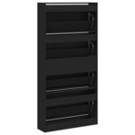 vidaXL Armoire à chaussures 4 tiroirs rabattables noir 80x21x163 5 cm