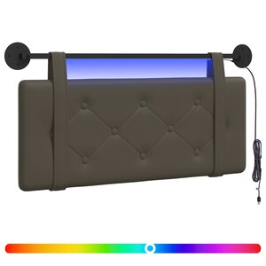 vidaXL Tête de lit suspendue Avec lumière LED Gris Simili cuir