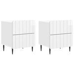 vidaXL Cabinet de chevet 2 Pièces Blanc brillant 43 x 34 5 x 49 5 cm