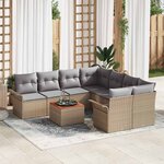vidaXL Ensemble de canapé de jardin 9 Pièces Beige Poly rotin
