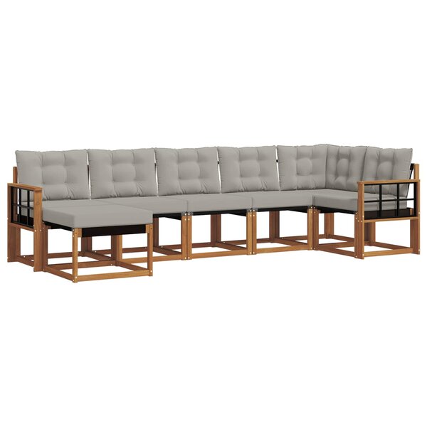 vidaXL Ensemble de canapés d'extérieur 7 pc Gris Naturel et Clair