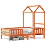 vidaXL Cadre de lit avec toit cire marron 75x190 cm bois massif de pin