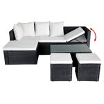 vidaXL Salon de jardin 4 Pièces avec coussins Résine tressée Noir