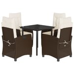 vidaXL Ensemble à manger de jardin 5 Pièces et coussins marron poly rotin