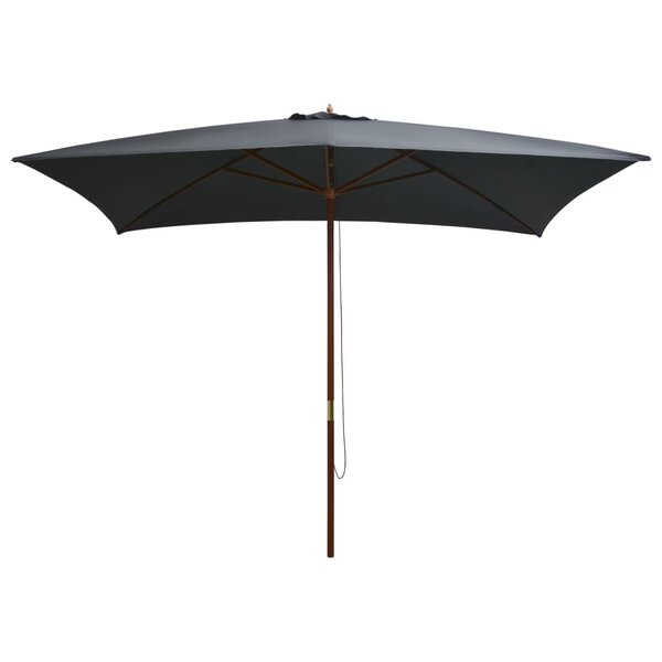 vidaXL Parasol d'extérieur avec mât en bois 200x300 cm anthracite