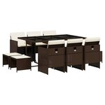 vidaXL Ensemble à manger de jardin et coussins 11 Pièces marron rotin