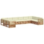 vidaXL Ensembles de canapés 3 pc Naturel et Crème Bois d'Acacia Massif
