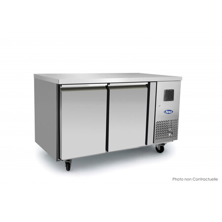 Table réfrigérée positive tropicalisée - 2 portes - sans dosseret - atosa - r600a - acier inoxydable22801360pleine x700x840mm