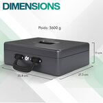 ACROPAQ Caisse monnaie Professionnelle XL 36x27x11cm- Coffret Monnaie Acier- Monnayeur  2 clés Compartiments monnaie-Poignée Robuste