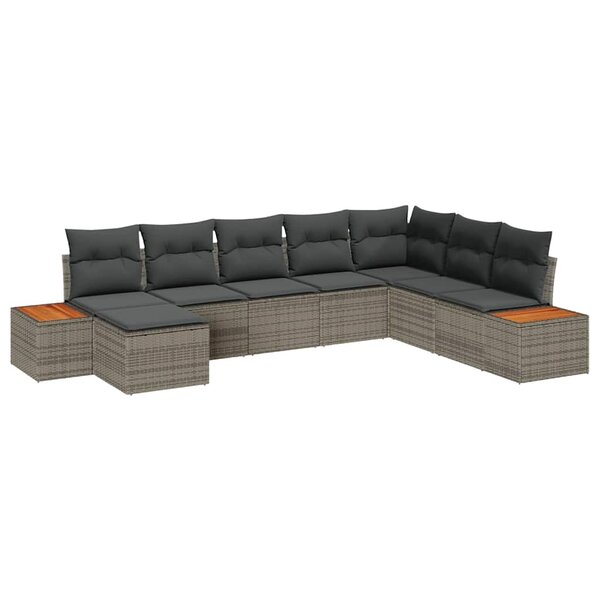 vidaXL Ensemble de canapé de jardin avec coussin 8 Pièces Gris Poly rotin