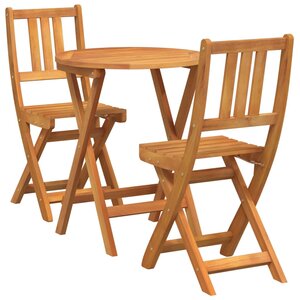 vidaXL Ensemble bistrot 3 Pièces Marron Bois d'acacia massif