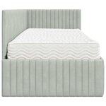 vidaXL Cadre de lit d'angle avec matelas 2 Pièces Gris clair Velours