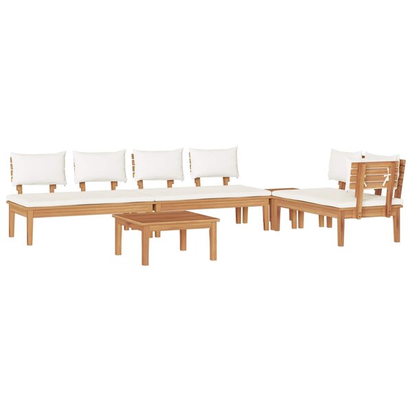 vidaXL Ensemble de canapé de jardin 5 pc Marron et Crème