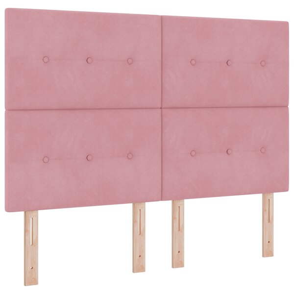 Lit à ressorts vidaXL avec matelas rose 140x190 cm en velours