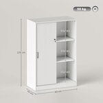 Armoire de bureau 2 portes coulissantes 80 x 40 x 120 cm verrouillable rangement moderne en panneaux de particules blanc 21_0002432