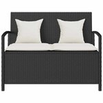 vidaXL Banc de rangement de jardin avec coussin noir résine tressée