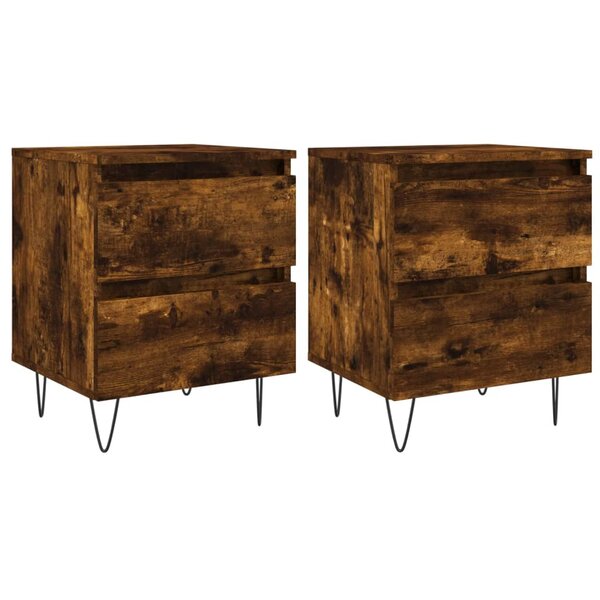 vidaXL Tables de chevet 2 Pièces chêne fumé 40x35x50 cm bois ingénierie