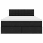 vidaXL Lit avec rangement et LED avec matelas Noir 140 x 200 cm tissu