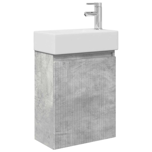 vidaXL Meuble de salle de bain avec robinet Gris béton