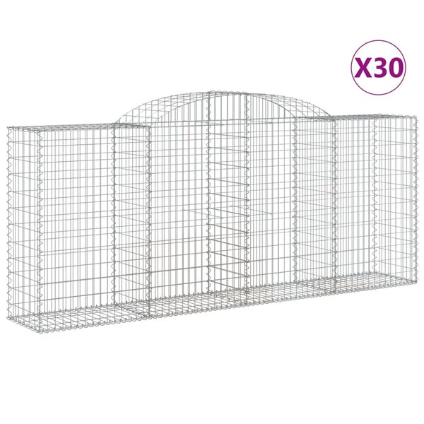 vidaXL Paniers à gabions arqués 30 Pièces 300x50x120/140 cm fer galvanisé