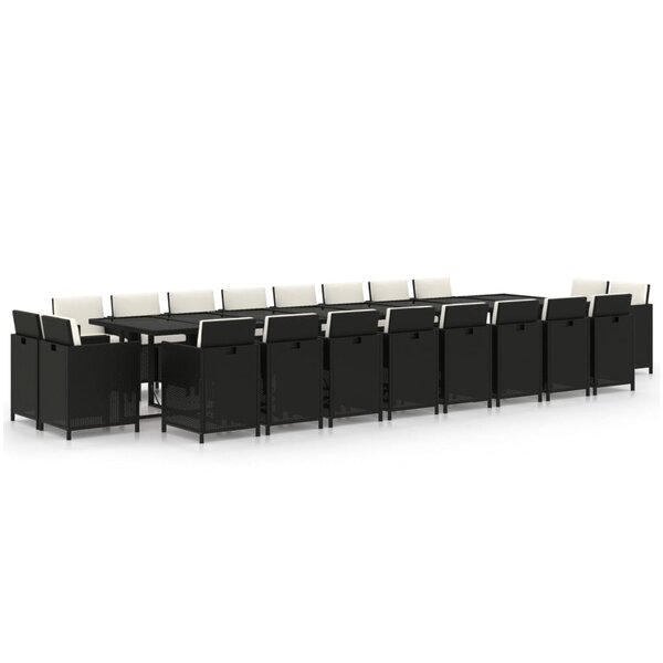 vidaXL Ensemble à manger de jardin 21Pièces coussins noir résine tressée