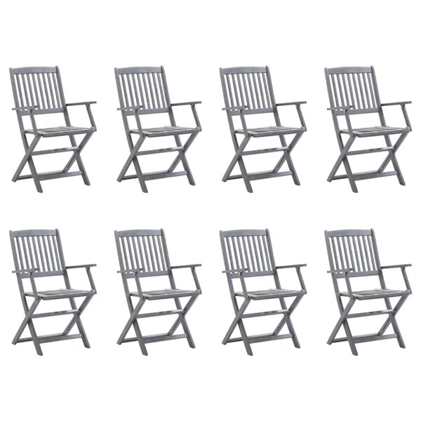 vidaXL Chaises pliables d'extérieur 8 Pièces avec coussins Bois d'acacia