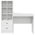 vidaXL Bureau avec tiroir avec étagère avec stockage 2 Pièces Blanc