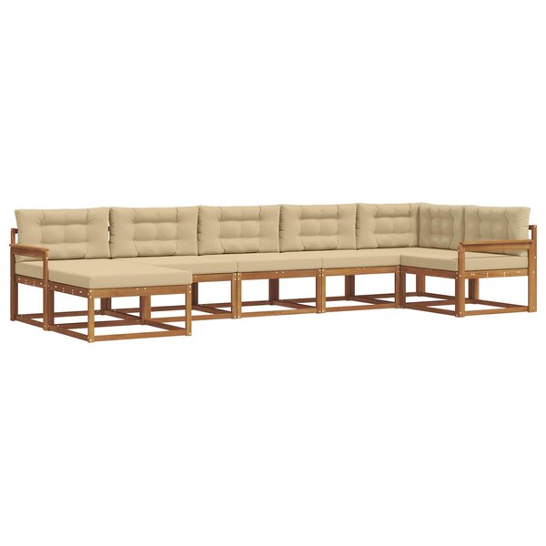 vidaXL Ensemble de canapés d'extérieur 7 Pièces Naturel et Beige